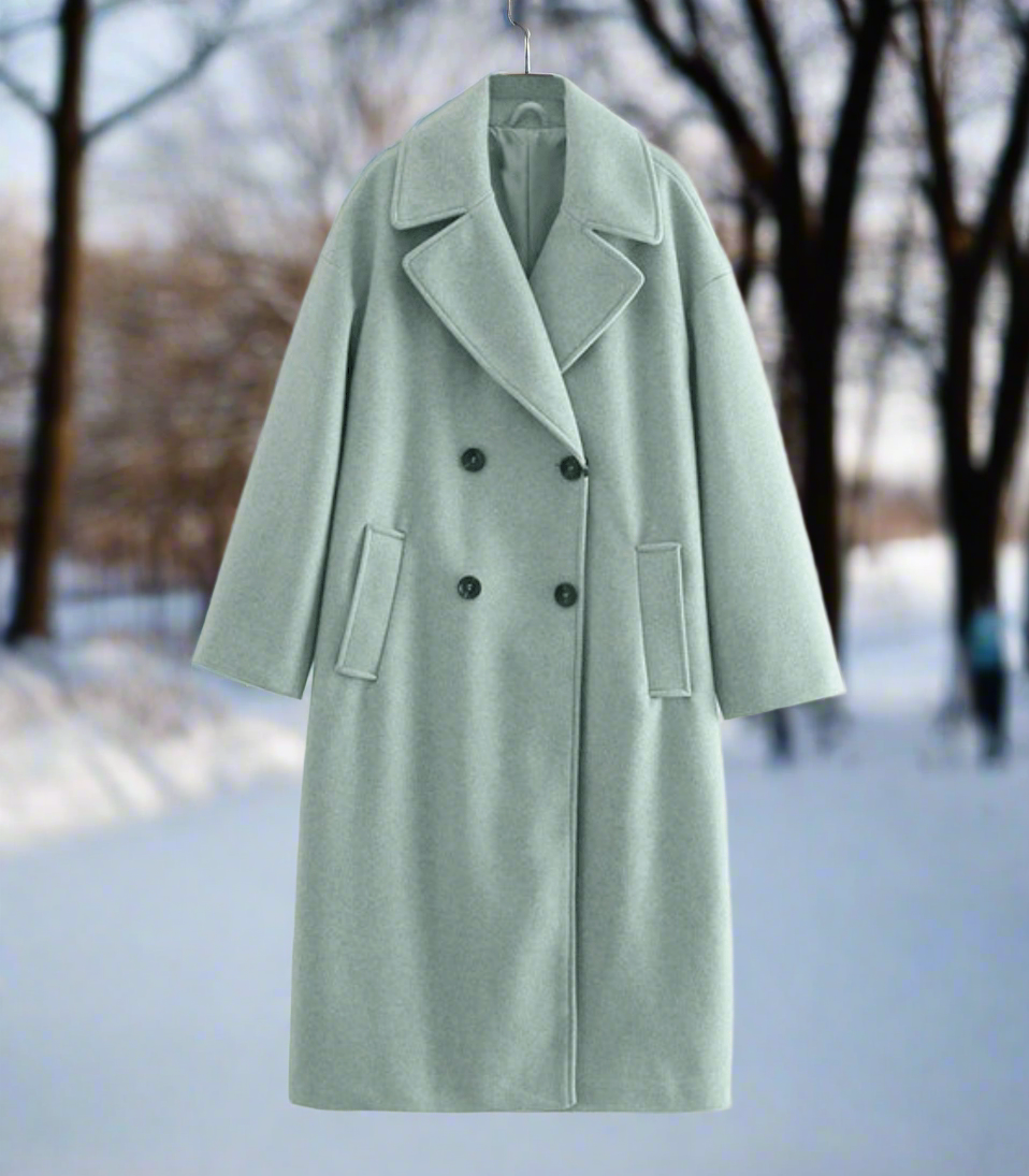 Manteau Femme Mélange Laine Classique Double Boutonnage