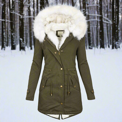 Parka veste pour femme, fourrure synthétique, doublée, avec capuche