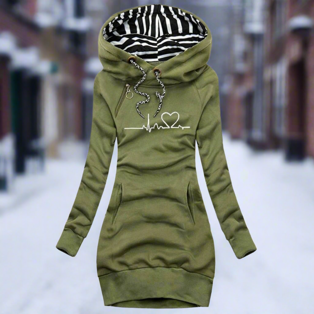 Robe sweat à manches longues avec capuche confortable