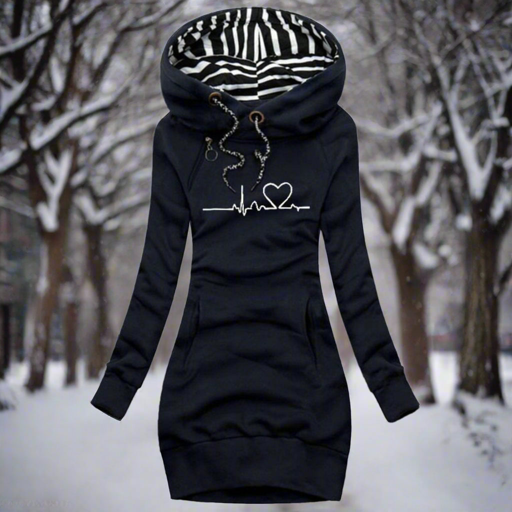 Robe sweat à manches longues avec capuche confortable