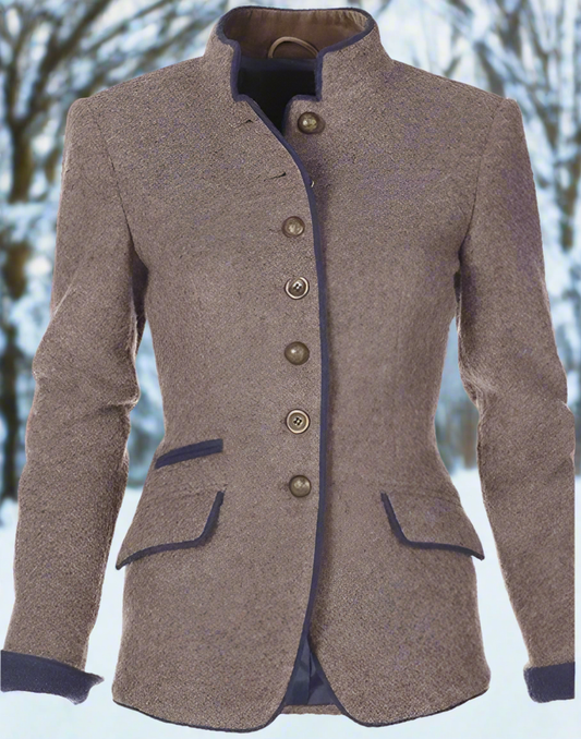 Damen Blazer Wollmischung Elegant Tailliert - IdealeKleiden