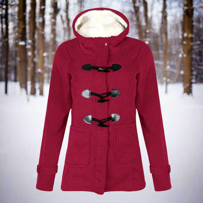 Duffle-coat en laine chaude doublé polaire avec capuche