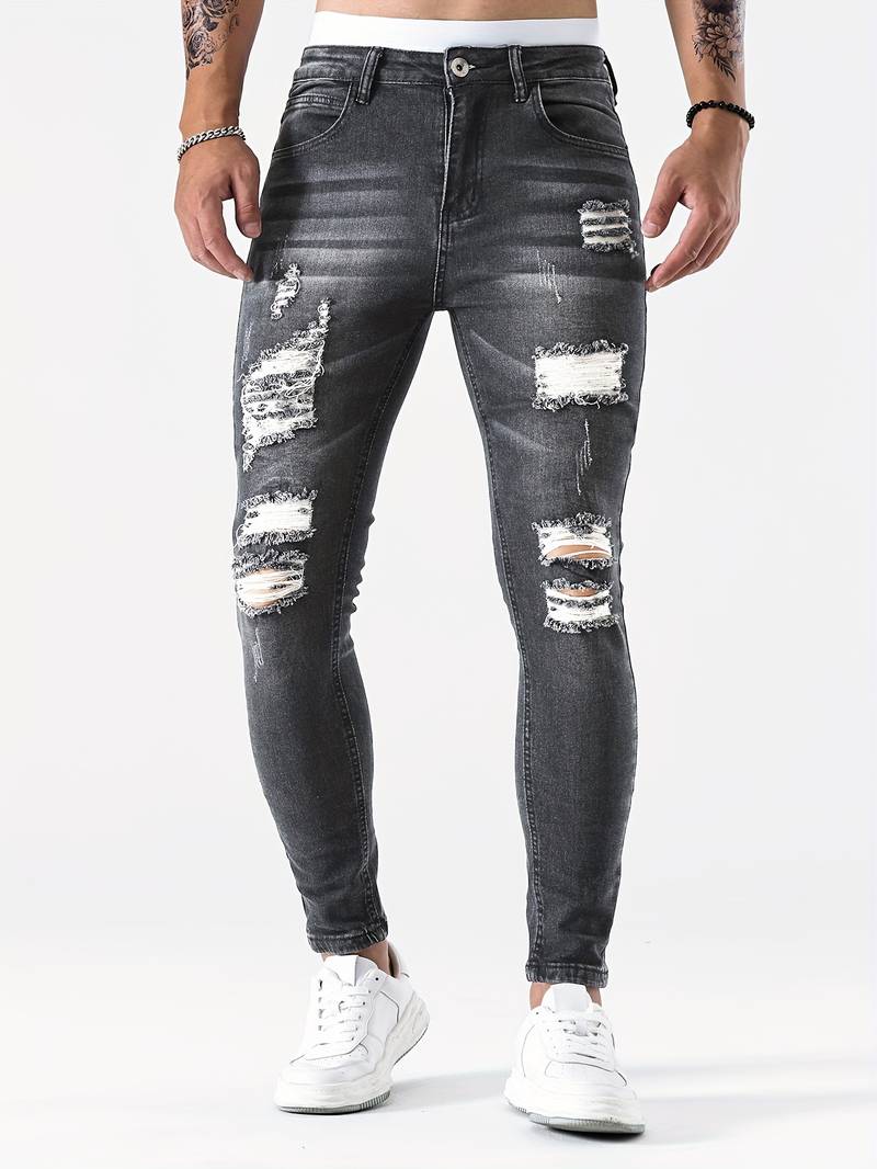 Jeans Slim Fit déchirés Tendance
