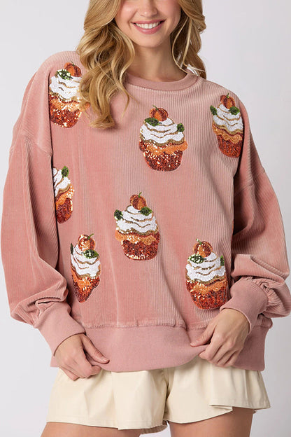 Sweat-shirt de Noël à sequins col rond femme
