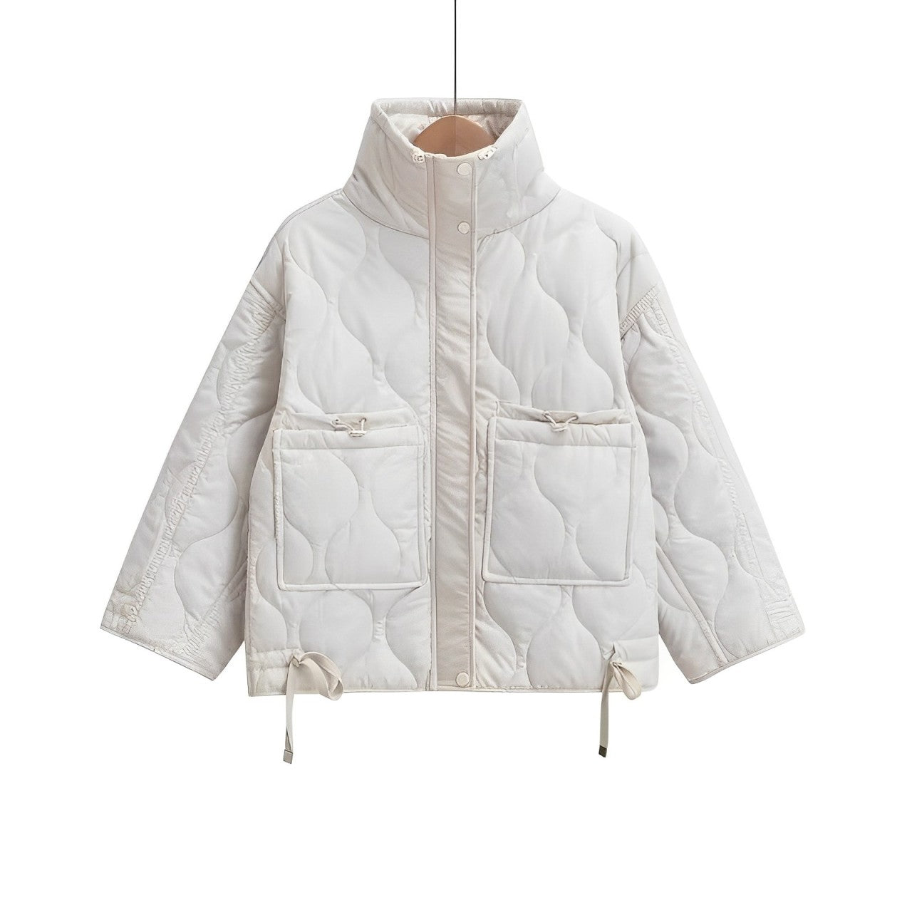 Veste en coton élégante pour femme, longueur hanches, avec col montant