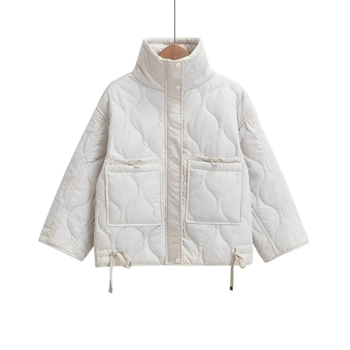 Veste en coton élégante pour femme, longueur hanches, avec col montant