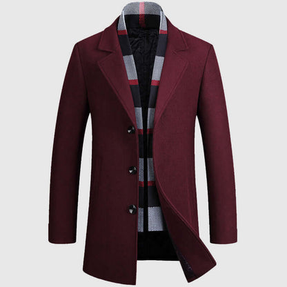 Manteau d'hiver homme laine mélangée col châle