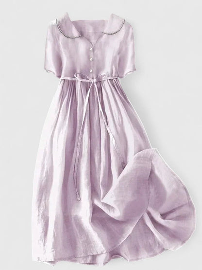 Robe mi-longue Femme Été Manches Courtes Élégante