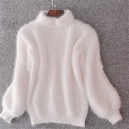 Pull col roulé doux femme mohair