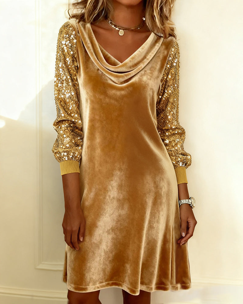 Robe de soirée luxe velours paillettes