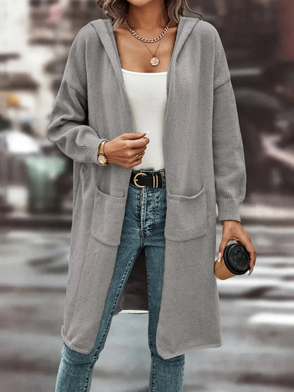 Ava – Strickjacke Offen Vorne Kapuzenjacke Damen - IdealeKleiden