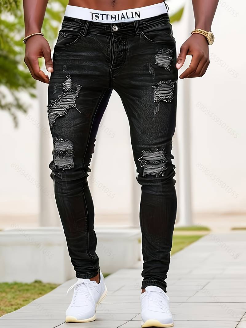 Jeans Slim Fit déchirés Tendance