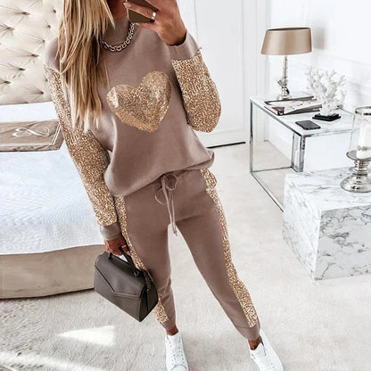 Survêtement de sport à paillettes Glamour pour femme