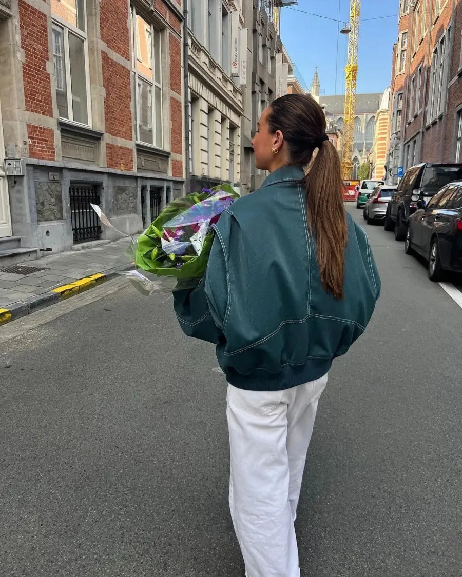 Grande veste en cuir style tendance
