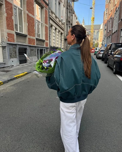 Übergroße Lederjacke Damen Style - IdealeKleiden