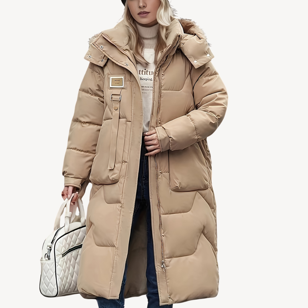 Manteau d'hiver long pour femme avec capuche, style parka