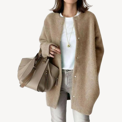 Elegante Damen Cardigan Woll Cardigan mit Knöpfen - IdealeKleiden