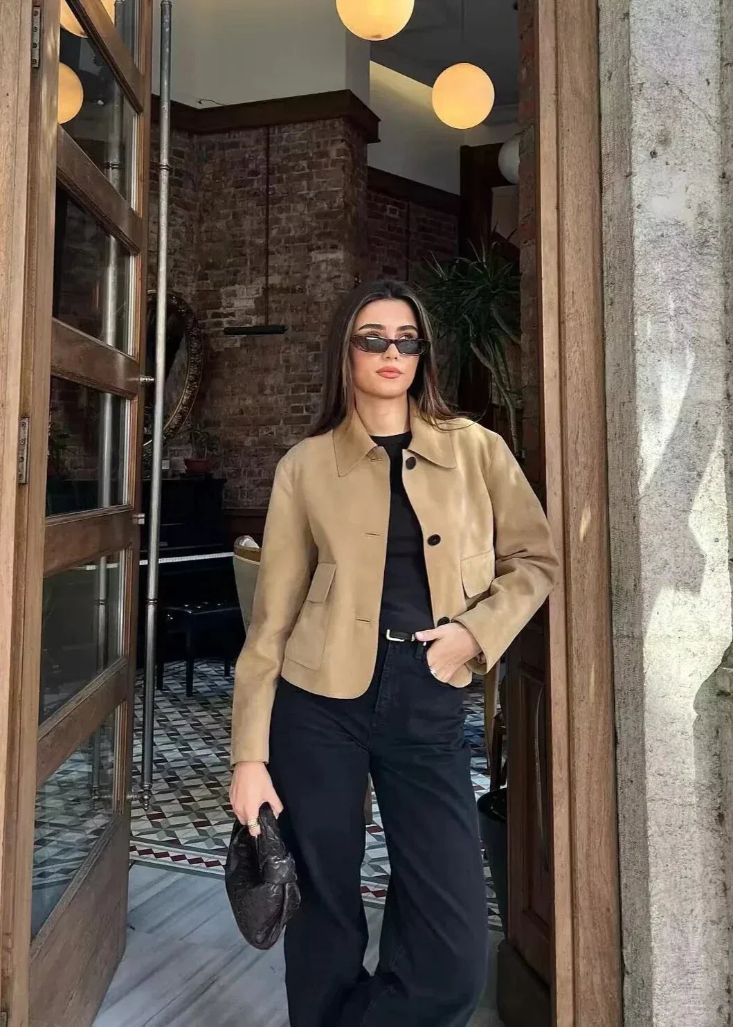 Ledermantel Damen Zeitlos Elegant - IdealeKleiden