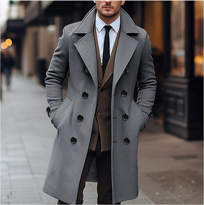 Manteau d'hiver homme long à double boutonnage