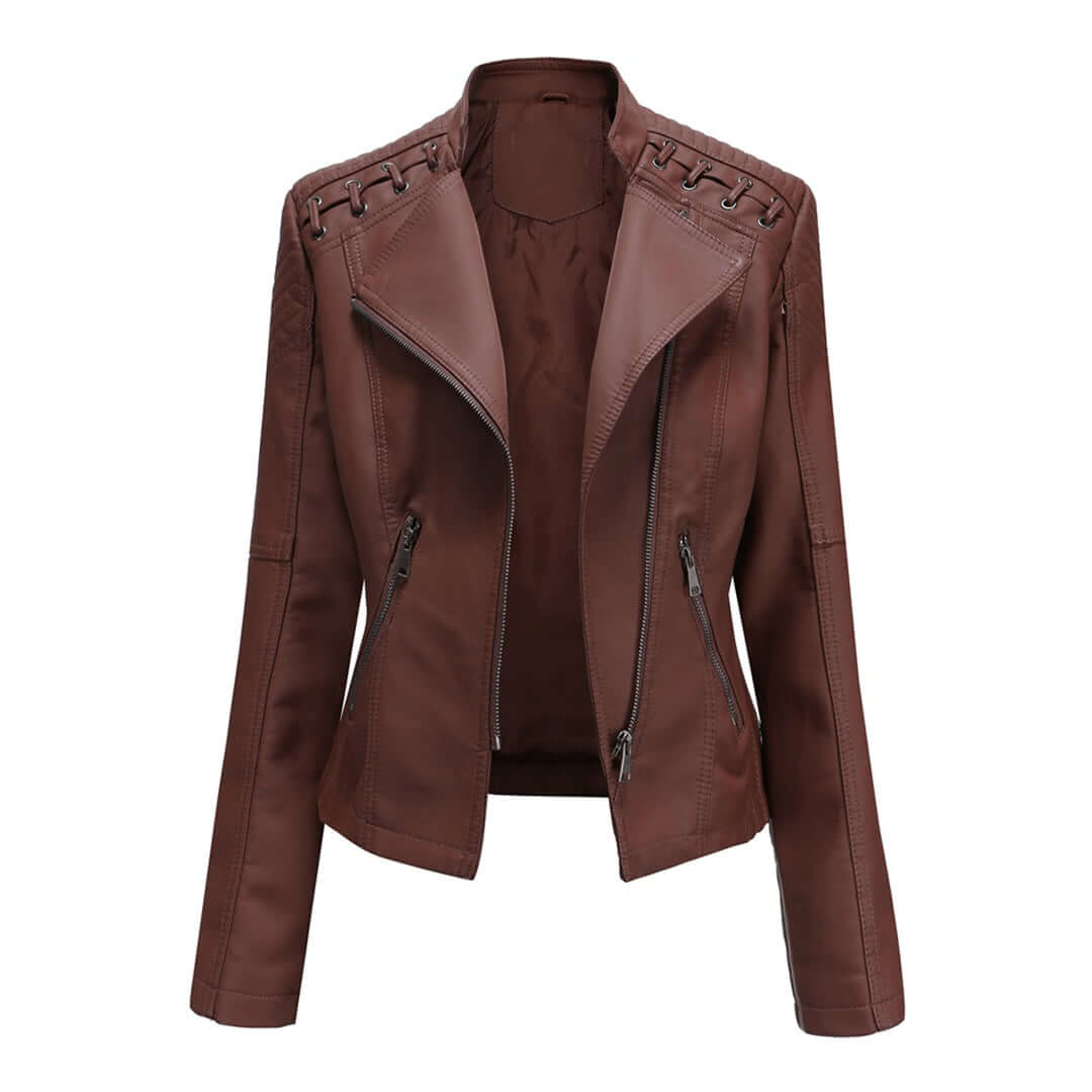 Veste en cuir femme style motard tendance