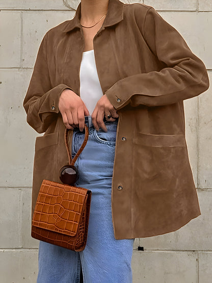 Blouson en cuir oversize tendance pour femme - Hiver