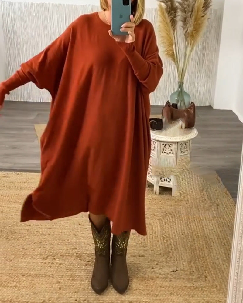 Robe pull élégante chauve-souris manches femmes