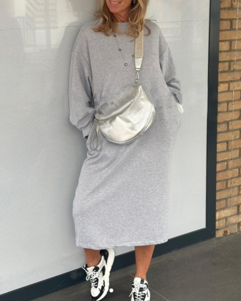 Robe d'été col rond avec poches latérales