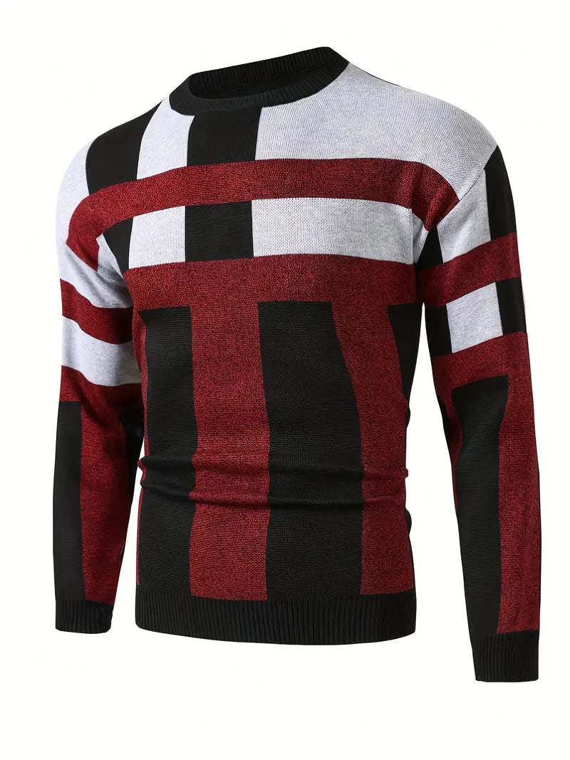 Pull col rond color block style moderne
