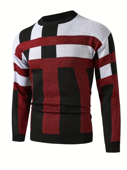 Pull col rond color block style moderne