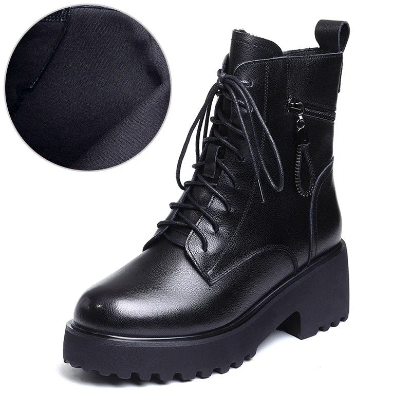 Bottes d'hiver pour femme fourrées talon épais élégant