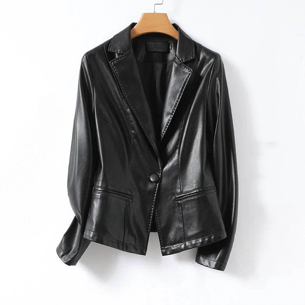 Élégant blazer en cuir d'agneau