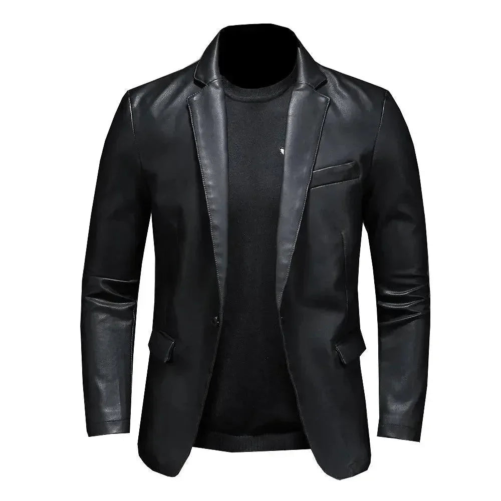 Blazer élégant pour homme en similicuir noir