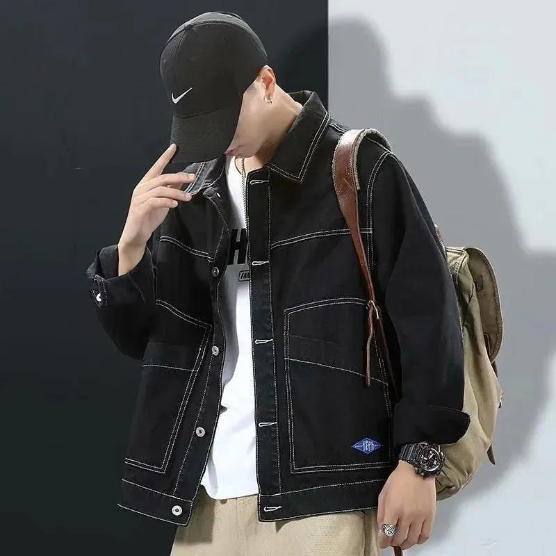 Veste en jean noire streetwear moderne