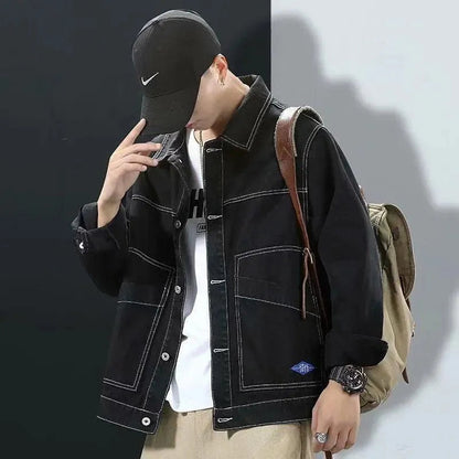 Veste en jean noire streetwear moderne