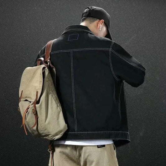 Schwarze Streetwear Jeansjacke Modern - IdealeKleiden