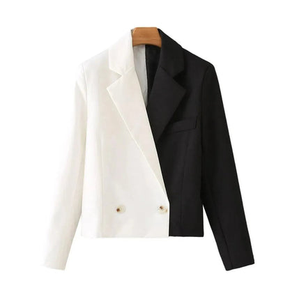 Blazer femme élégants noir et blanc – Design court décontracté