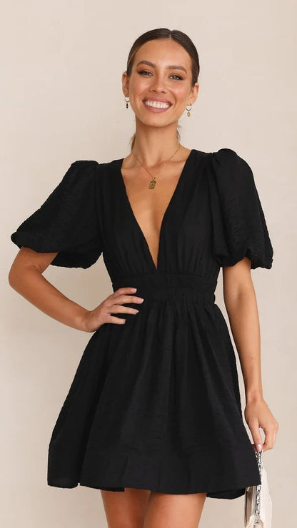 Mini-robe femme Printemps Chic Manches bouffantes
