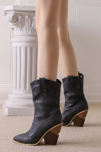 Bottes western hautes pour femme, bout pointu, effilées