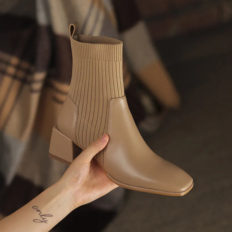 Chaussures femme Bottes Bout carré Élégant Élastique
