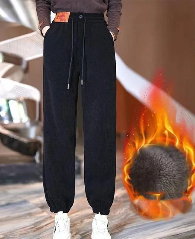 Pantalon d'hiver chaud doublé polaire Décontracté