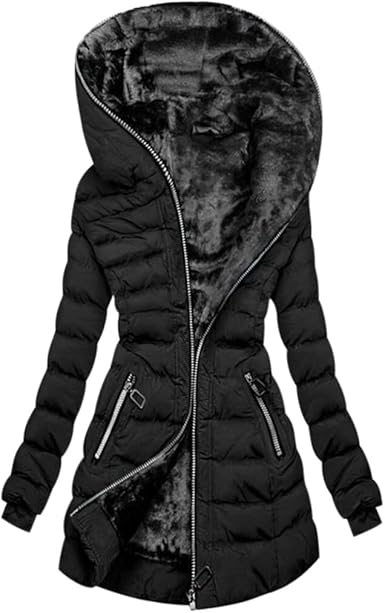 Robe chaude d'hiver | Veste à capuche doublée pour femme