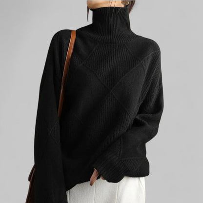 Damen Pullover Rollkragen Bequem Locker - IdealeKleiden