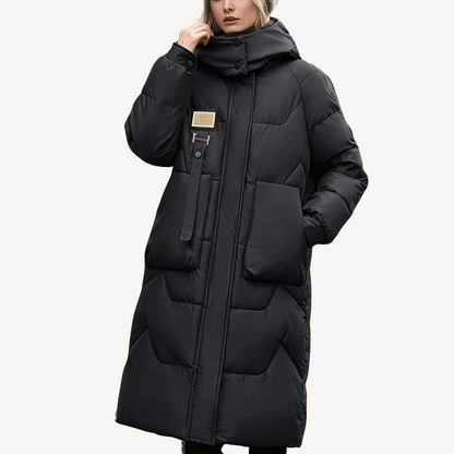 Manteau d'hiver long pour femme avec capuche, style parka