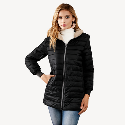 Doudoune femme avec doublure en fausse fourrure, chaude
