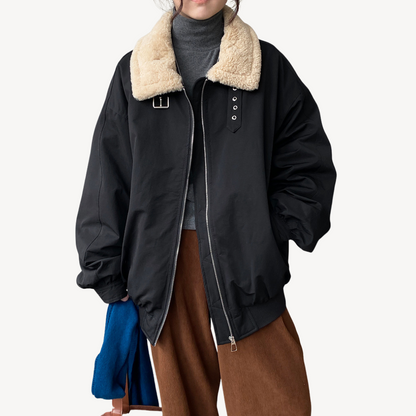 Damen Pufferjacke Shearling Kragen Warm - IdealeKleiden