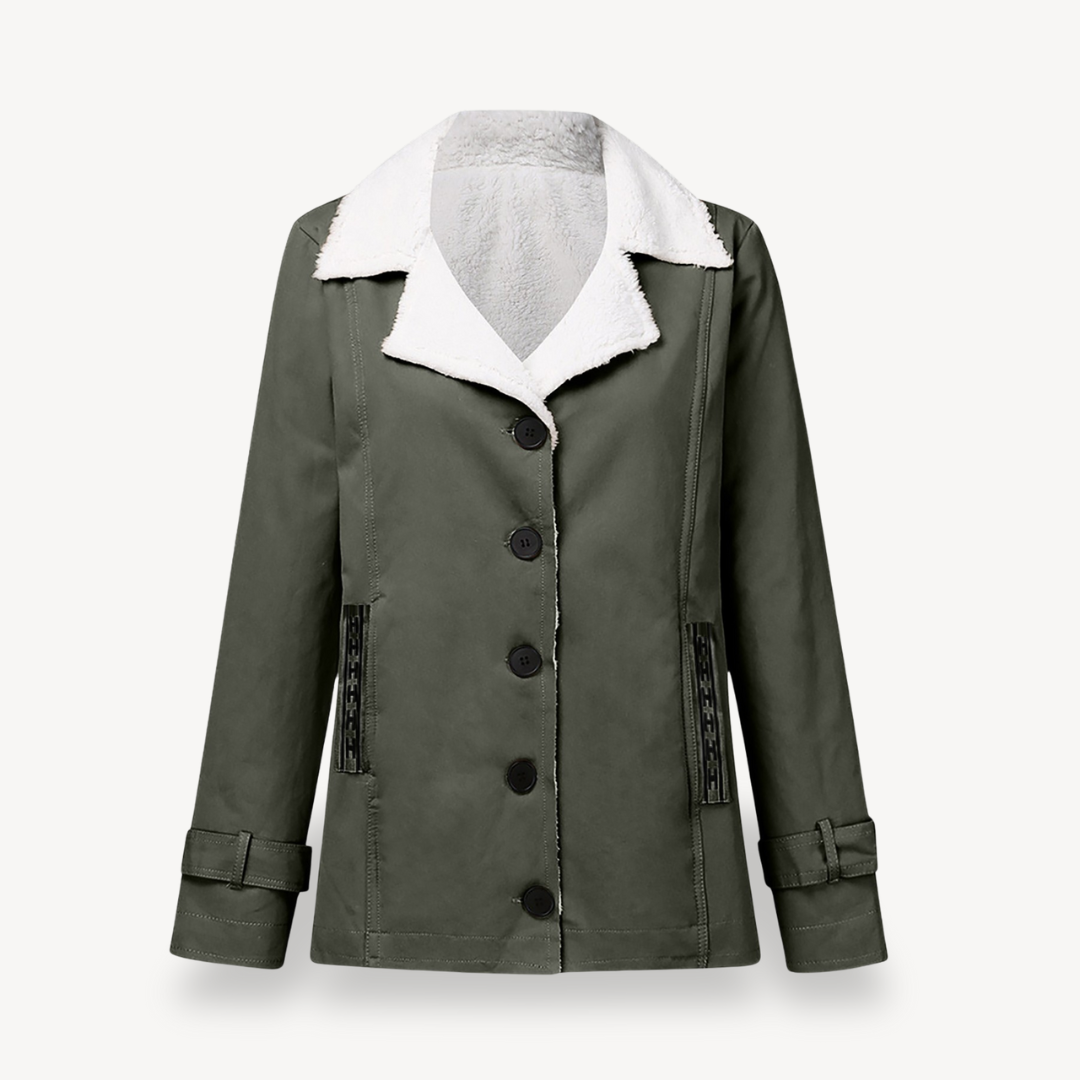Manteau d'hiver femme doublé polaire boutons
