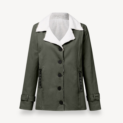 Manteau d'hiver femme doublé polaire boutons