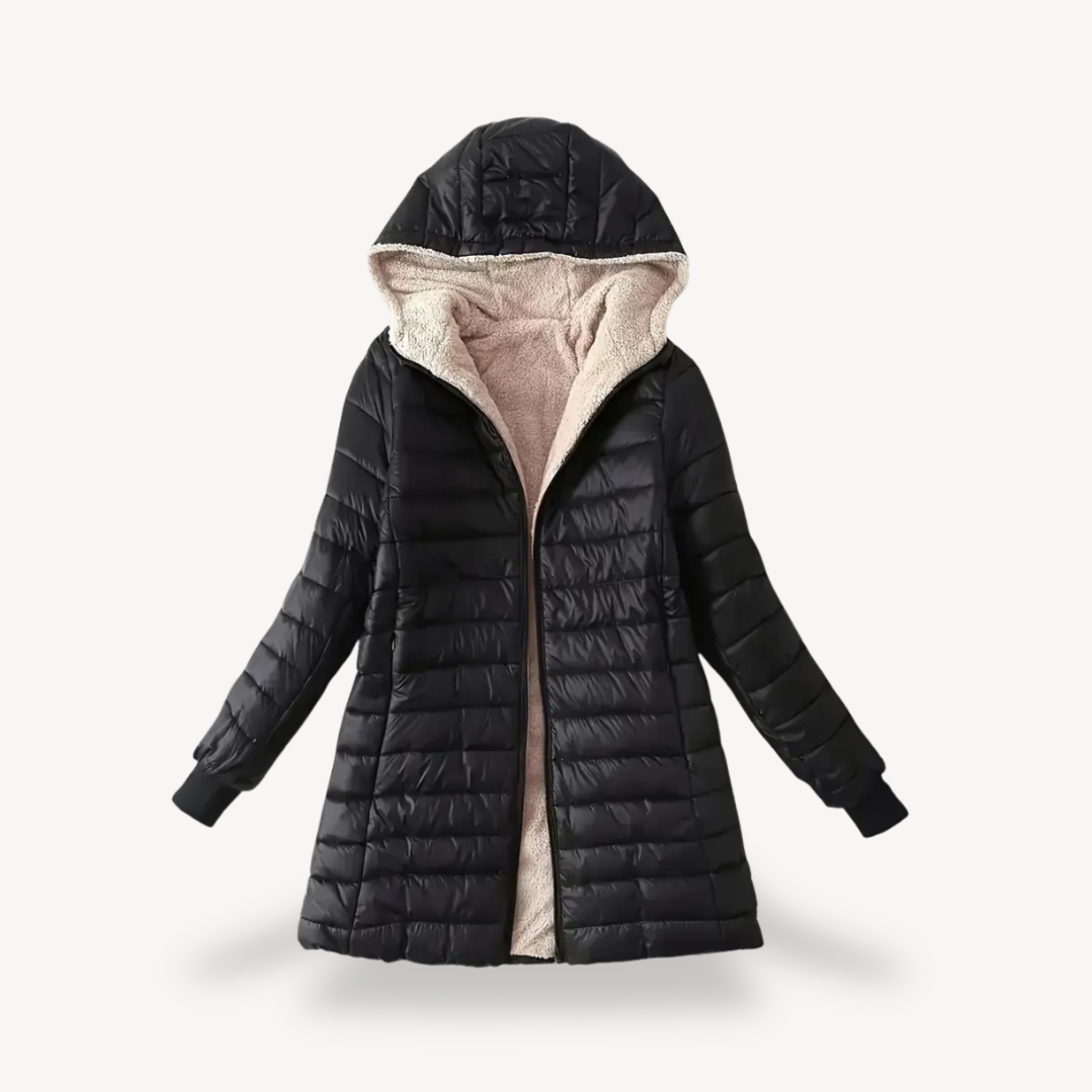 Manteau d'hiver femme doudoune à capuche avec doublure Sherpa