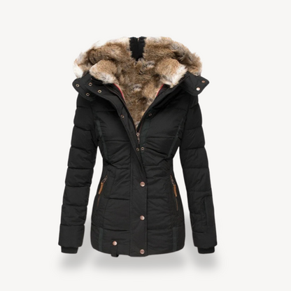 Doudoune femme chaude doublée de fausse fourrure