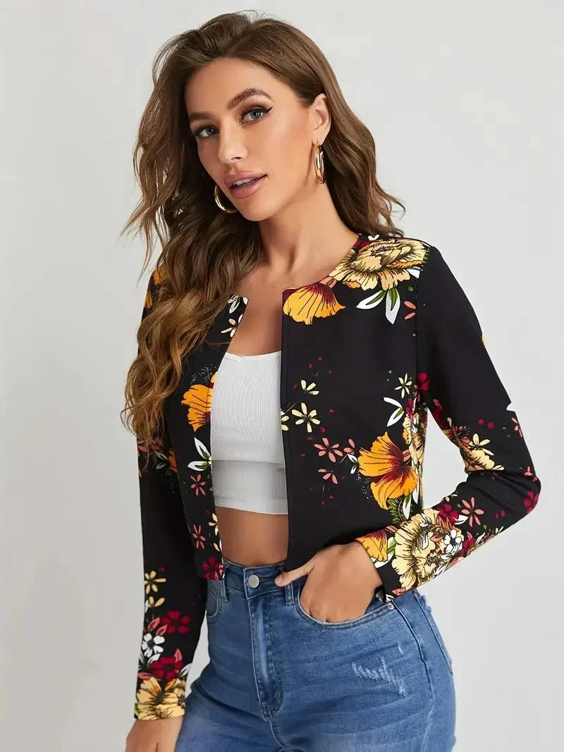 Blazer femme à fleurs ouvert